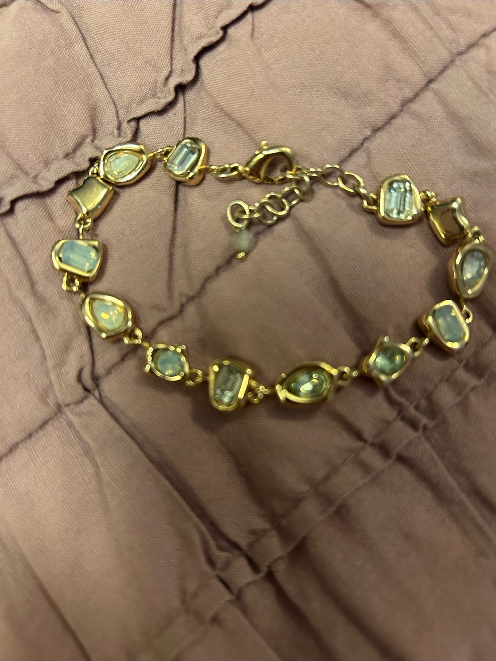 Source Unknown Gold-Tone Bracelet with Pale Blue Gemstones